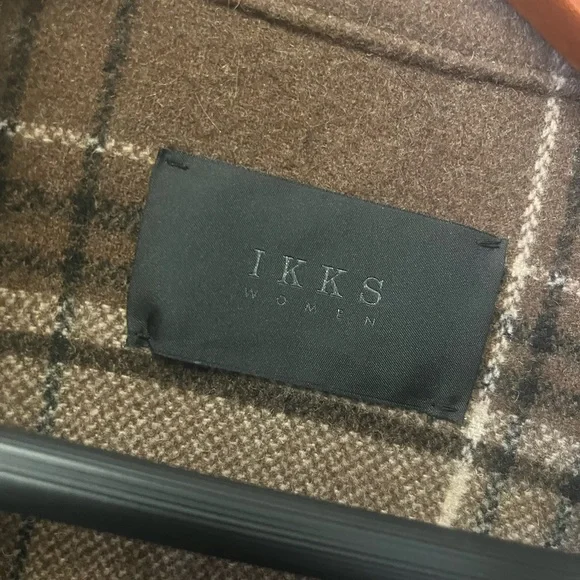 Ikks Women’s Plaid Wool Oversized Knee Length Coat Sz XS but fits like a S/M